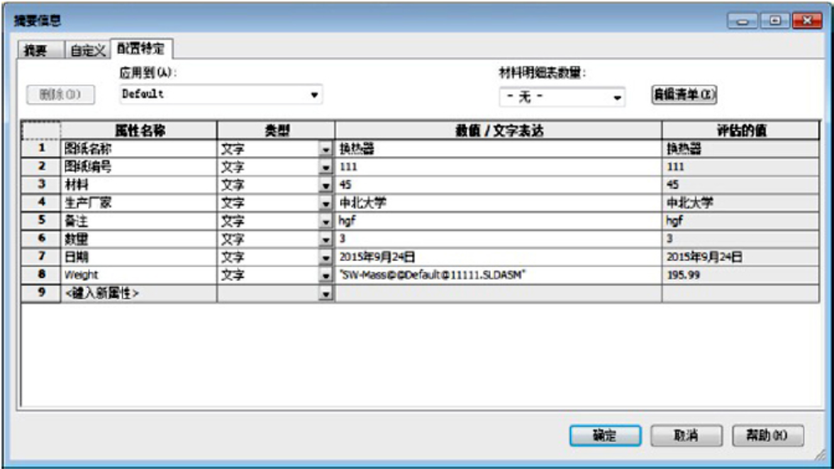 模型属性信息